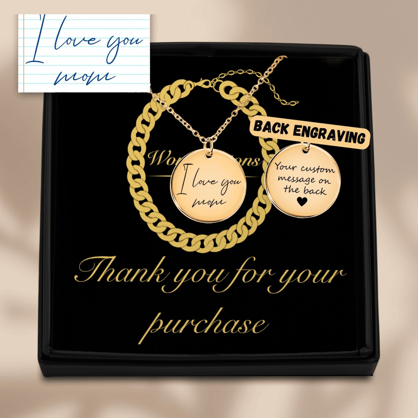 Custom Message Necklace Round